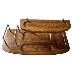 70s Gunther Mele Vintage Wood Valet Tray Mid Century Catchall Desk Organizer